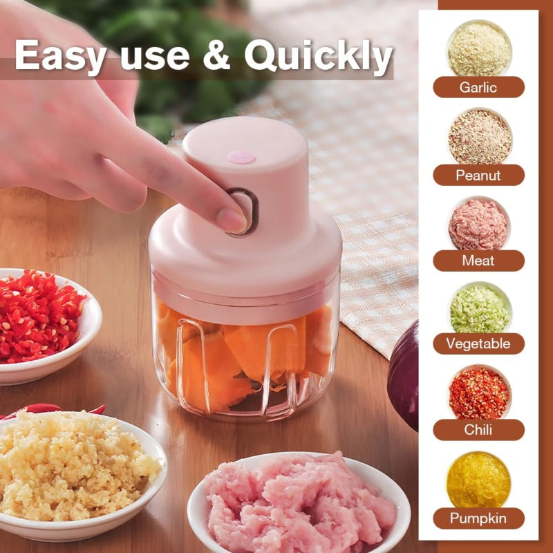 Mini Electric Garlic Chopper Cordless Food Processor, 250ml